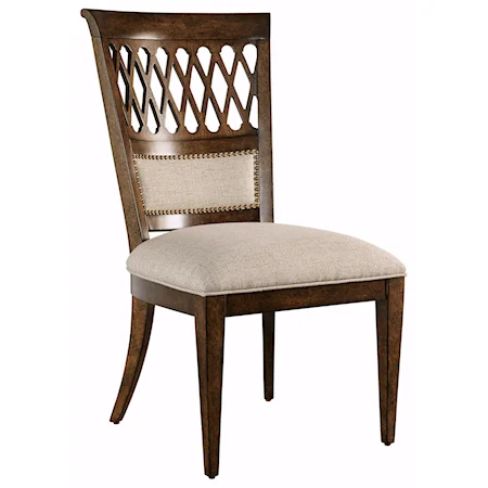 Transitional Side Chair with Nailhead Trim and Carved Back